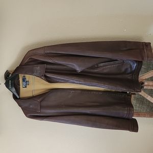 Mens Vintage XXL leather Polo by Ralph Lauren Jacket in deep tobacco